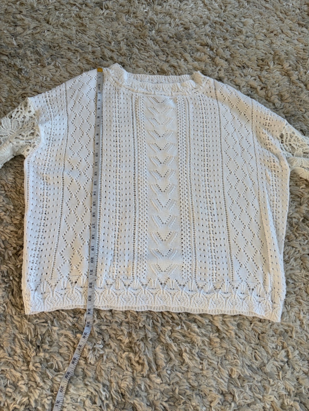 Miss Sparkling Crochet Sleeve Openwork Knit Sweater NWT - Picture 5 of 9